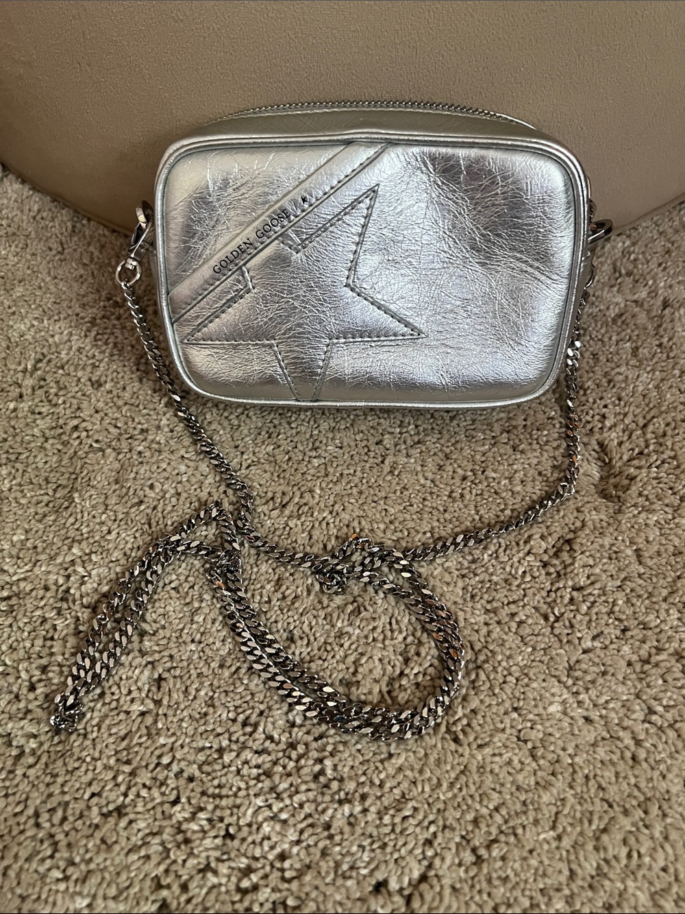 Golden Goose Metallic Silver Mini Star Crossbody Bag